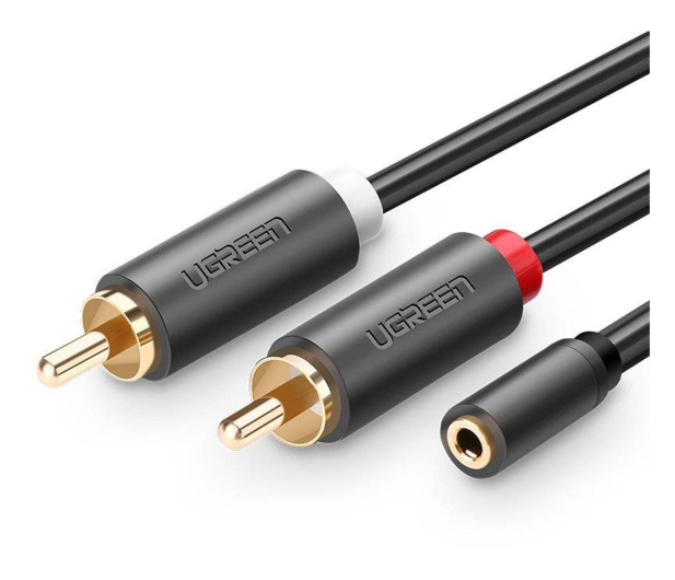UGREEN AV102 Kabel 2x RCA Cinch jack 3.5 mm 025m czarny - 1488935 - zdjęcie